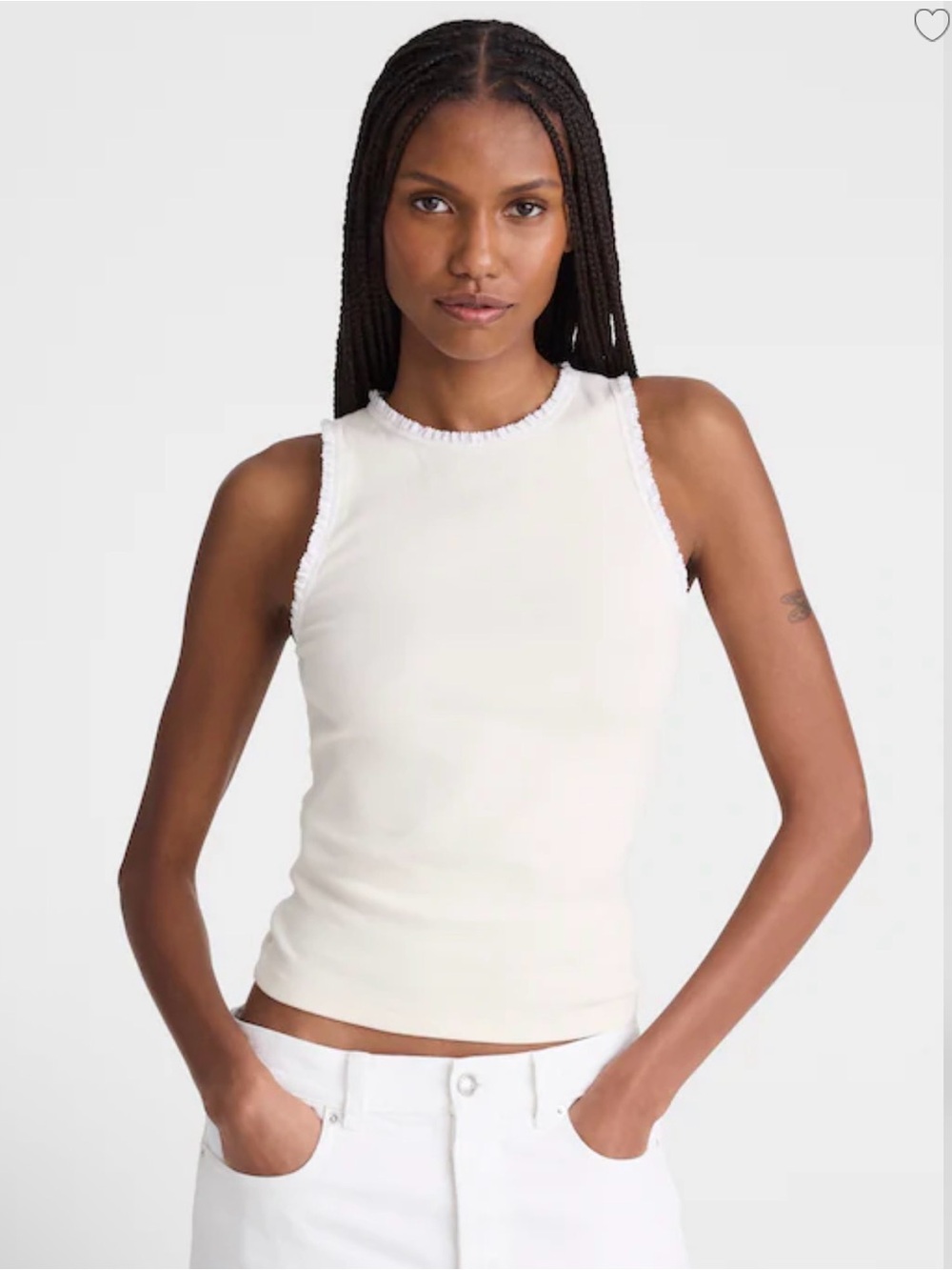 Madewell lace trim ribbon tank top